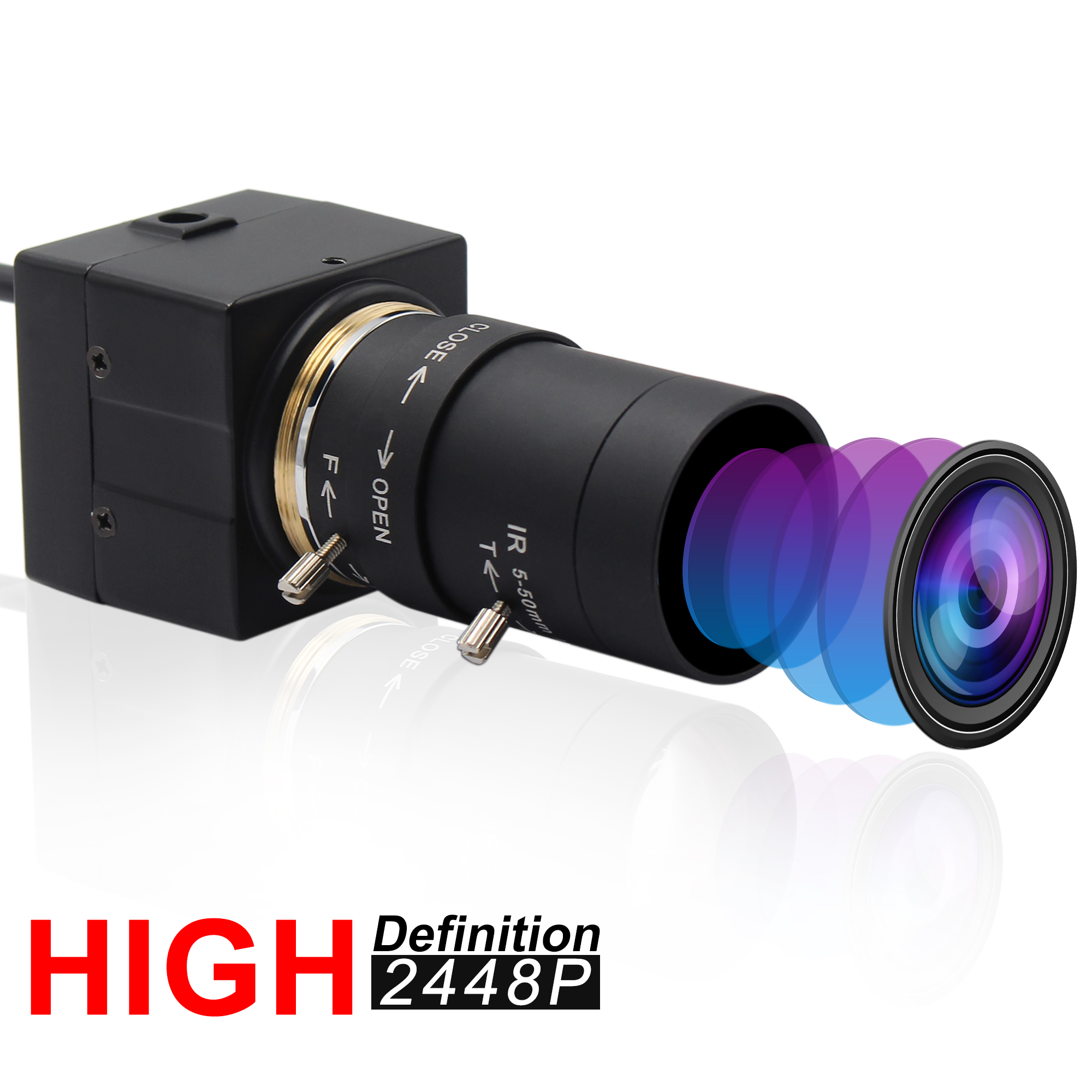 ELP IMX179 sensor manual CS lens 5-50mm UVC USB Camera 8MP for Windows Linux android MAC - Click Image to Close